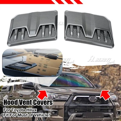 For Ford F-150 F-250 Air Flow Intake Hood Scoop Vent Bonnet Cover Carbon Style - Image 1 of 4