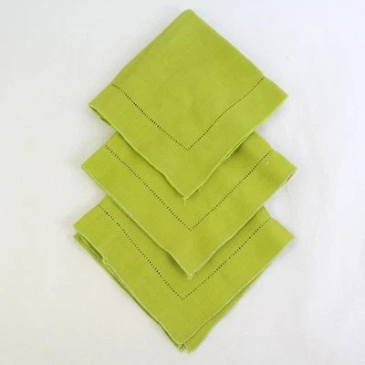 Set of 3 Chartreuse Green Square Cloth Napkins 16" x 16" - Image 1 of 4