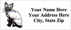 30pcs Siamese Cat Return Address labels/Stickers 1"x 2.625" Free USA Shipping - Picture 1 of 3