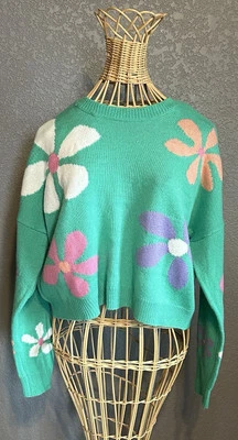 Full Tilt 60’s Estilo Flower Power Tilly’s Mujer XXS Verde Cuadrado De Gran Tamaño Foto 1 de 4