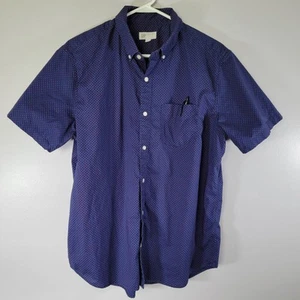 GAP Button Up Short Sleeve Shirt Mens L Blue Red Polka Dots Preppy Work Office - Picture 1 of 10