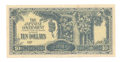 Billete de 10 dólares de 1944, dinero de ocupación japonesa de la Segunda Guerra Mundial, envío gratuito Foto 1 de 2