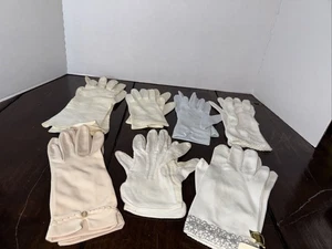 Lote #1 - 7 pares de guantes de vestir vintage para mujer y mujer marfil blanco azul melocotón - Imagen 1 de 15