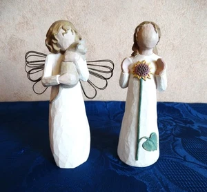 2 Figuren Willow Tree Engel mit Katze und Engel mit Sonnenblume - Bild 1 von 7