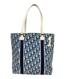Christian Dior PVC Trotter Print Tote Bag White x Blue - Picture 1 of 10