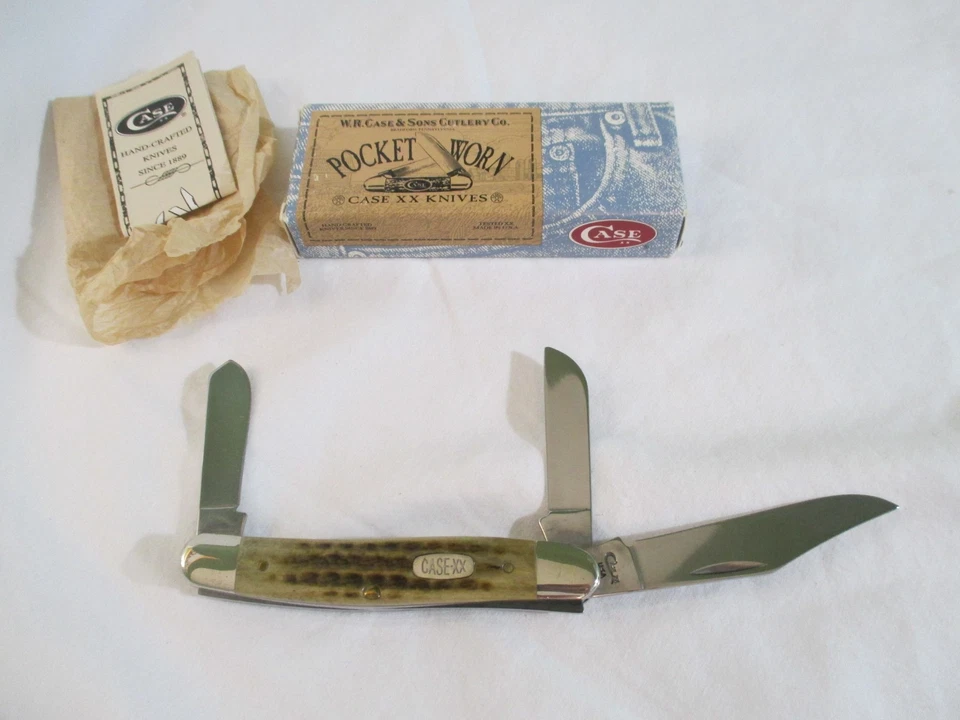 Case XX 1998 Pocket Worn Medium Olive Green Stockman 6347 SSM, Item 00809 - Image 1 of 4