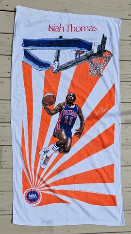 VINTAGE ISIAH THOMAS BEACH TOWEL DETROIT PISTONS BAD BOYS 58" X 30" NBA 1980s Cover