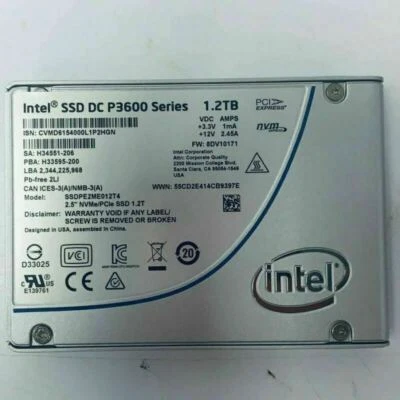 Intel 1.2TB P3600 Server SSD NVME SSDPE2ME012T4 U.2 Solid State Drive 8DV10171 - Image 1 of 2