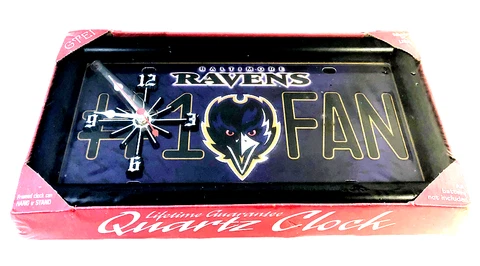 Baltimore Ravens #1 Fan Rectangle Framed Clock ~ Hang Or Stand Cover