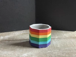 Handmade and hand painted Rainbow mini succulent cactus bonsai planter pot - Picture 1 of 6