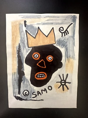 Dibujo en papel Jean Michel Basquiat Media Foto 1 de 2