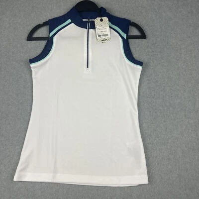 Free People Топ женщин XS белый без рукавов насмешливый рубашка-поло 1/4 молнии теннис новый с Ярлыками $80 - Изображение 1 из 4