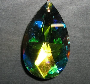 Goccia Cristallo Asfou Molato Peacock GLASS CRYSTAL COLOUR ORNAMENT 107667-63x35 - Imagen 1 de 1