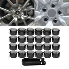 Stylish Black Cap For Opel For Bmw Wheel Nut Bolt Trims 17Mm Set Of 24