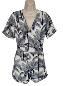 LEITH Womens Short Romper Jumpsuit Size XS Blue Floral V-Neck Short Sleeve 120P - Picture 1 of 5