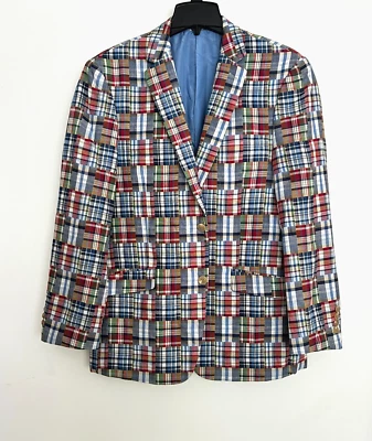 NUEVO SIN ETIQUETAS U.S.POLO ASSN Para hombres Talla 40R Madras Suave Patchwork Traje Chaqueta Algodón Foto 1 de 4
