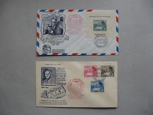 PHILIPPINES, 2x cover FDC 1950, S/S + set 25th ann. AFF, Pres. Roosevelt - Picture 1 of 2