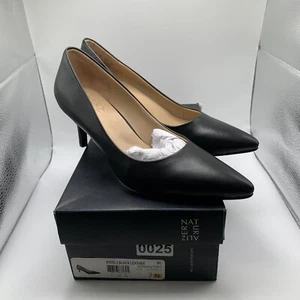 NWB Naturalizer Women's Everly Black Leather Point Toe Heels Pumps size 7N 638 - Picture 1 of 10