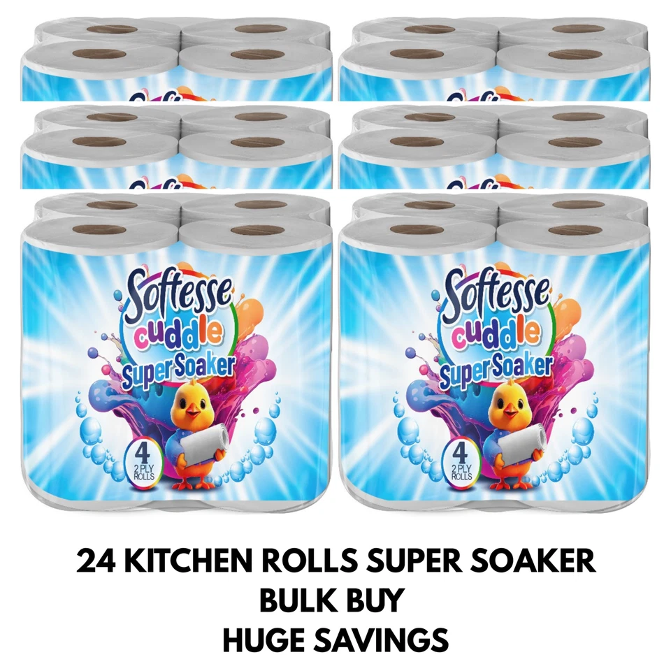 24 rollos de cocina 2 capas 1.200 hojas | Softesse Cuddle Super Soaker paquete a granel Foto 1 de 3