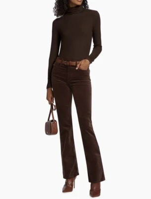 Pantalones de mezclilla AG Adriano Goldschmied Farrah Boot para mujer 32x32 marrón terciopelo tiro alto Foto 1 de 4