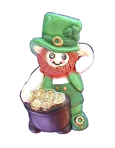 Fun World PIN St Patrick Vintage LEPRECHAUN Pot GOLD Irish 1980s Holiday Brooch - Picture 1 of 2