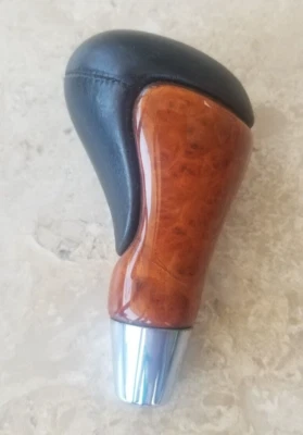 Botão de câmbio Mercedes-Benz C140 W220 W215 Coupe transmissão couro e madeira - Imagem 1 de 4