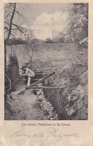 Soldaten beim Toilettengang AK 1916 Ein stilles Plätzchen WK I Militär 2503189 - Bild 1 von 2
