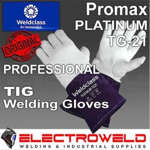 WELDCLASS TG-21 Tig Welding Gloves, Leather, 14" Long Gauntlet Plasma, WC-04676