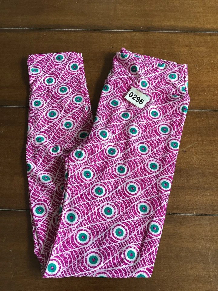 Новый #0296 LuLaRoe OS леггинсы красивый круг печати LP03 розовый белый павлин - Изображение 1 из 4