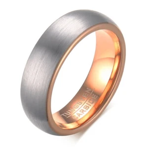 WOLFRAM Carbid Tungsten ** Schlichter Trauring Verlobungsring Gold-IP, 6mm breit - Picture 1 of 6