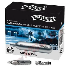 BOMBOLETTE LUBRIFICANTE WALTHER 5pz CONF BERETT CO2 12Gr PULIZIA VALVOLE OLIO - Picture 1 of 1