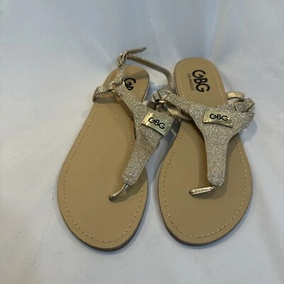 Sandalias doradas GBG Los Angeles para mujer Gladiador caminar correa al tobillo talla 7 Foto 1 de 4