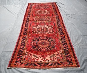 Antique Caucasian Runner Rug 3'9 x 11'4 Heriz Tribal Kazak Handmade Hallway Rug - Picture 1 of 13