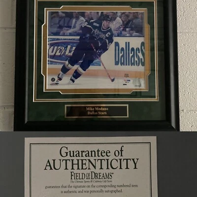 Mike Modano #9 Minnesota North Stars Autograph Framed With COA & PSA DNA Cert. - Image 1 of 4