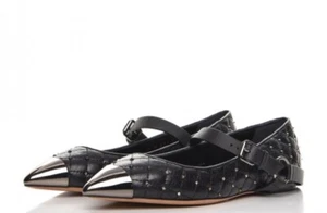 Valentino Garavani Quilted Leather Rockstud Spike Ballerina Flat Size 37 NIB - Picture 1 of 10