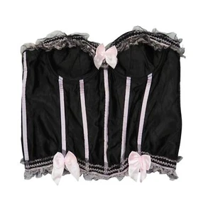 Sunnywood Coquette Black and Pink Lace Up Corset Bustier Top with Bows 6XL - Picture 1 of 7