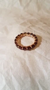 925 SS Rose Gold Vermeil, Red Garnet Eternity Band Ring - Picture 1 of 5