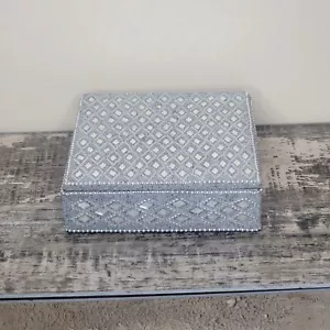 Pier 1 Gray Bejeweled Trinket Box Jewelry Box Lidded Box - Picture 1 of 10