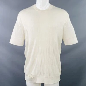 HELMUT LANG Size S Cream Ivory Knit Merino Wool Blend Crushed T-shirt - Picture 1 of 6