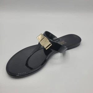 SALVATORE FERRAGAMO Women Farelia Jelly Flat Bow Flip Flop Silver US 5 - Picture 1 of 6