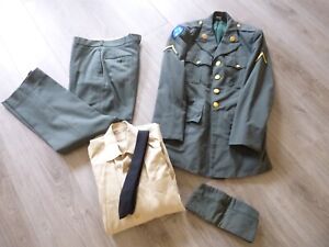 Homme militaire US Army uniforme Class A veste 36R pantalon 31W chemise 15,5 garnison