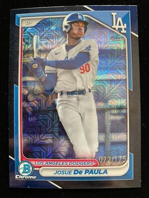 2024 Bowman Chrome JOSUE DE PAULA #BCP-12 NAVY BLUE MOJO REFRACTOR #/175 Dodgers - Image 1 of 3