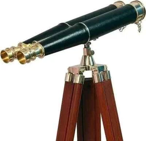 60" Nautical Brass Binocular Telescope 30x Floor Tripod Leather Marine gift - Picture 1 of 5