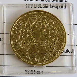 EDWARD III 1344 - 1351 DOUBLE LEOPARD HALLMARKED GOLD ON SILVER PROOF - coa - Picture 1 of 4