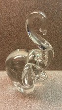 FM Konstglas Ronneby Sweden Handmade ELEPHANT Crystal Figure SIGNED Paperweight