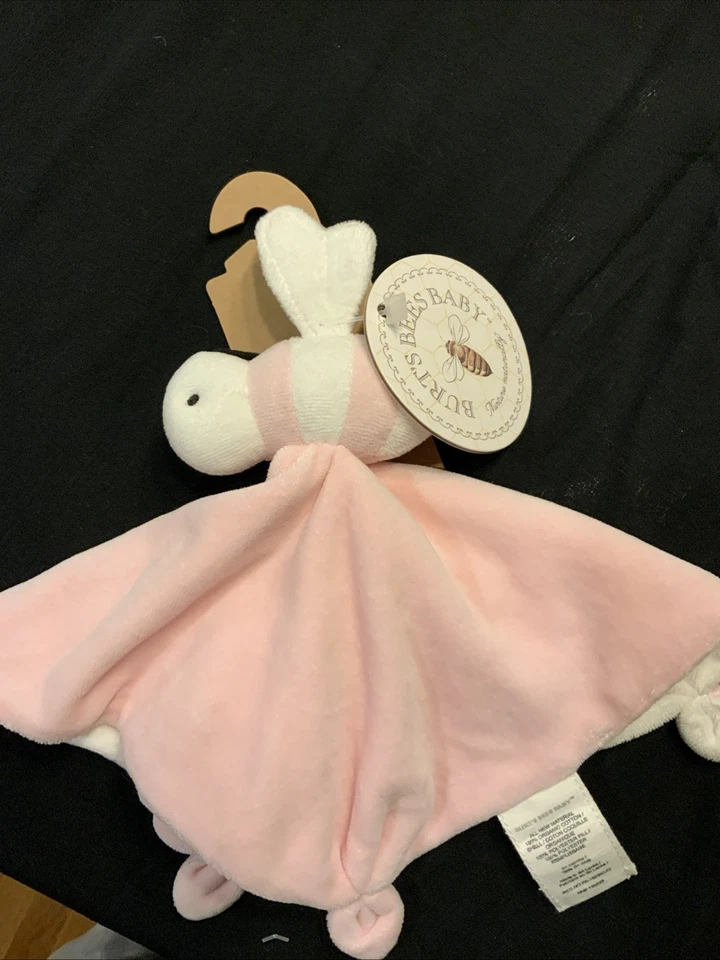 Burts Bees Manta de Seguridad Bebé Felpa Alas Arrugadas Rosa Abeja Nudos 9" adorable Foto 1 de 1