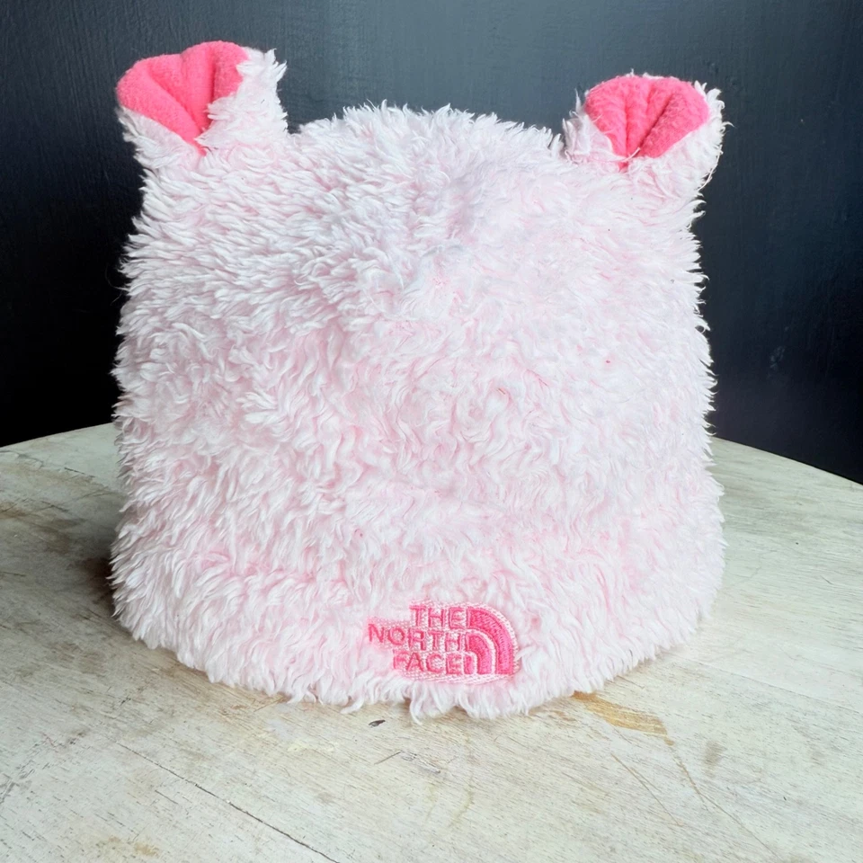 Gorro The North Face bebé niña oso 0 a 6 meses rosa difuso con orejas de oso Foto 1 de 4