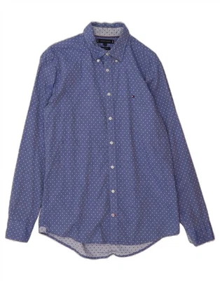 TOMMY HILFIGER Mens Regular Fit Shirt Medium Blue Polka Dot Cotton DG04 - Image 1 of 3