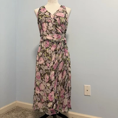 Vestido midi floral sin mangas 100 % seda talla 6 Lauren Ralph Lauren para mujer Foto 1 de 4