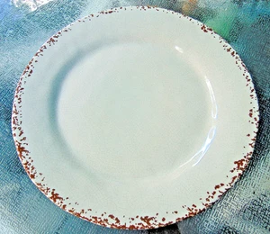 Tommy Bahama Rustic Cream White Brown Crackle Melamine Dinner Plates 4 pc set - Picture 1 of 5